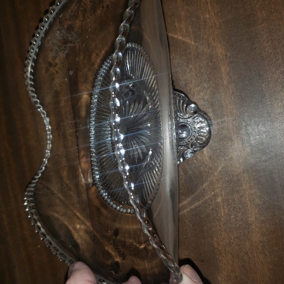 Vintage Clear Banana Boat BonBon Dish Beaded Edge - Picture 3 of 6